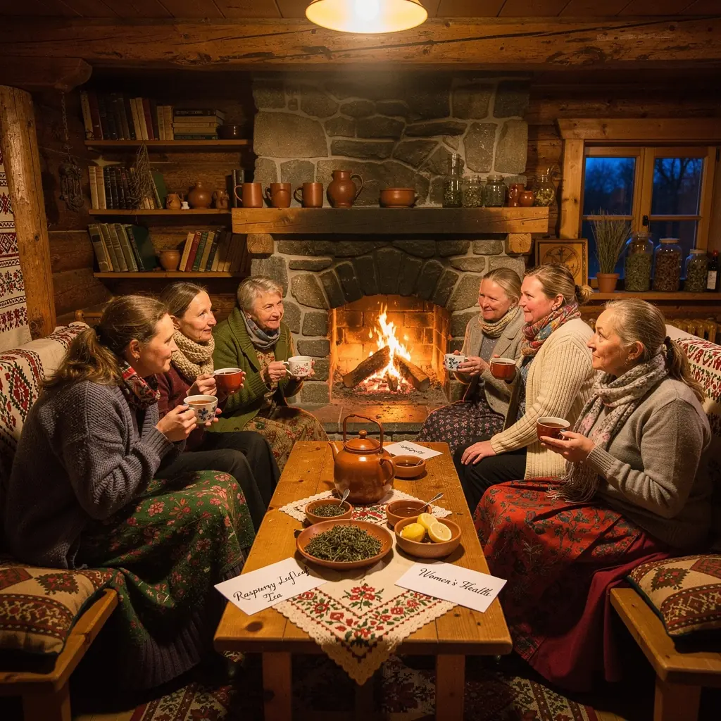 Moteris, laikančia puodelį aviečių lapų arbatos, atsipalaiduoja gamtos apsuptyje.