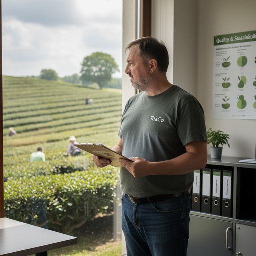 Moteris, besimėgaujanti aviečių lapų arbata, atsipalaiduoja sode su gėlėmis.