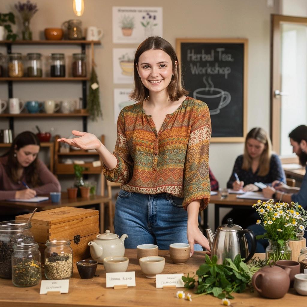 Aviečių lapų arbatos ingredientai, tokie kaip raudonėlis ir kiaulpienė, surinkti ant stalo.